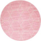 Unique Loom Trellis Frieze Collection Area Rug - Geometric (4' 1" Round, Light Pink/ Ivory)