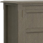 SIMPLIHOME Burlington SOLID WOOD 30 inch Wide Transitional Low Storage Cabinet in Farmhouse Grey for the Living Room, Entryway and Family Room