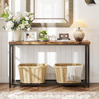 Console Table for Entryway, Narrow Entryway Table with Storage, Sofa Table with Mesh Shelves, Console Tables for Living Room, Bedroom, Hallway, Foyer (2 Tier, Rustic Brown, 47 inch)