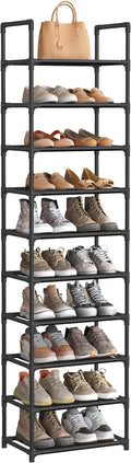 SONGMICS Shoe Rack, 10-Tier Shoe Shelf, Shoe Storage Organizer, 11 x 17.7 x 68 Inches, Metal Frame, Non-Woven Fabric Shelves, for Entryway, Bedroom, Black ULSH010B02