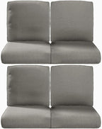 Pop 22x25/22x24 Outdoor Chair Cushions Set of 4 - Heavy Duty High Back Replacement Zippered Cushion for Patio Furniture Set Dining Rocking Chairs Loveseat L-Shape Sofa - Grey/Classic