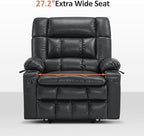 MCombo Dual Motor Power Lift Recliner Chair for Elderly, Lay Flat Lift Chair with Heat and Massage, Petite Wide Lift Chair, Cup Holders, USB A&C Ports, Faux Leather R7894 (Black, Small-Wide)