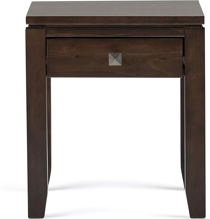 SIMPLIHOME Cosmopolitan SOLID WOOD 18 inch Wide Square Contemporary End Side Table in Mahogany Brown for the Living Room and Bedroom