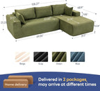 2025 New 108" Cloud Couch Sectional, Modular Sectional Sofa with L-Shaped Chaise, Deep Seat Sectional Modular Couch for Living Room, No Assembly Required (Green, Right Facing Chaise)