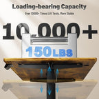 Shahoo 55 Inch Standing Desk, Electric Height Adjustable Computer Desks with Hook and Cable Hole, Rustic Brown