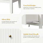 RoyalCraft White Fluted 5 Drawer Dresser for Bedroom, Tall Chest of Drawers, Waterproof Lacquered Desktop,Modern Wood Storage Cabinet for Living Room