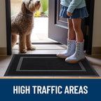OLANLY Front Door Mat Indoor Outdoor Entrance, Waterproof All-Season, All-Weather Doormat, Sturdy Natural Rubber, Fade Resistant, Low Profile, Easy Clean Patio Porch Entryway Mat, 23.5x15.5, Black