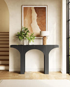 LITTLE TREE 47 Inches Console Table, Black Sofa Table Behind Couch, Farmhouse Entryway Table Hallway Foyer Table with Arch Base, Wooden Console Sofa Tables for Living Room, Entrance