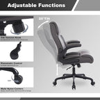 Youhauchair Executive Office Chair, Ergonomic PU Leather Computer Desk Chair with Lumbar Support, Flip-up Armrests and Adjustable Height, for Home Office, Brown