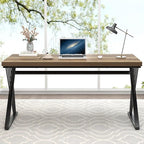 FOLUBAN Modern Home Office Desk, Wood and Metal Computer Desk, Industrial Study Writing Work Table for Bedroom Living Room, Oak, 60 Inch