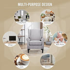 Modern Accent Chair, Fabric Armchair with High Back & Sturdy Legs, Comfy Single Sofa Chair for Bedroom, Living Room, Reading & Balcony