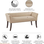 Madison Park Accent Bench, Upholstered with Nailhead Trim, & Padded Seat Entryway Bench Small, End of Bed Bench with Back, 49.5" W x 19.25" D x 23" H, Tan