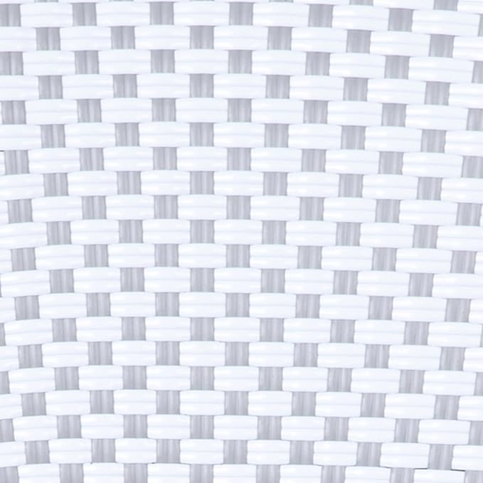 Martha Stewart Lily Pond Indoor-Outdoor Stackable Aluminum Bistro Chair with Gray Woodgrain Frame Finish and White/Gray Woven Rattan Backrest and Seat