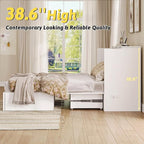Full Size Murphy Bed with Charging Station - Wall Mounted Hideaway Cabinet Bed, Foldable Panel & Large Storage Drawer for Home Office,Small Room,Guest Bedroom,Living Room, White