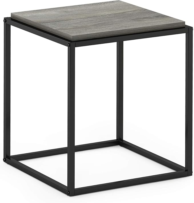 Furinno Moretti Cube Modern Stackable End Table Shelf, French Oak Grey
