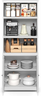 Furinno Robin Storage Cabinet, Pantry Cabinet with 3-Tier Adjustable Shelves with 2 Door Cabinet, 30W, Kitchen Organizer Cabinet, Organization and Storage, for Pantry, Living Room, Home Office, White