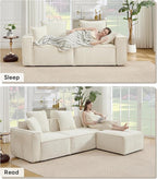 WILLOVE Modular Sectional Sofa Set, Chenille Cloud Couch with Wide Armrests & 8 Pillows, Deep Seat Couches for Living Room, 6-Seater Beige