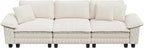123" Cloud Modular Sectional Sofa, 3-Seater w/Deep Seat & Removable Arms, Plush Corduroy for Living Room - Beige