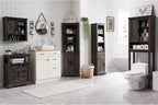 OKD Over The Toilet Storage Cabinet, Farmhouse Storage Cabinet Over Toilet with Sliding Barn Door & Adjustable Shelves, Home Space Saver for Bathroom, Living Room, Dark Rustic Oak