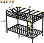 Bellemave Twin XL Over Twin XL Bunk Bed for Adults, Heavy Duty Bunk Beds Frame with Build in Ladder and Full Length Guardrail, Easy Assemble Bunkbeds, Noise Reduced, Mattress Not Included, Black