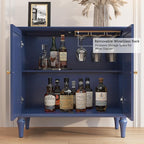 ARTPOWER Blue Sideboard Buffet Cabinet with Storage, Mid-Century Modern Storage Cabinet with 2 Doors and Adjustable Shelves, Accent Style Sideboard for Entryway, Dining Room, Living Room
