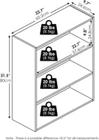 Furinno PASIR Book Shelf, 3-Tier Bookshelf, Bookcase, 9.7" x 23.7" x 31.5", for Living Room, Bedroom, Home Office, Sage Green