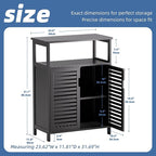 HITNET Black Bathroom Storage Cabinet, Freestanding Bamboo Floor Cabinet 4 Tier Tall Kitchen Cupboard with Door and Shelves