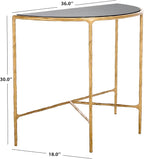 SAFAVIEH Couture Collection Jessa Brass Base & Black Marble Top Half Moon Console Table, Fully Assembled
