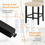 LSSPAID Counter Height Bar Stools Set of 4, 24.8 Inch Upholstered Fabric Barstools, Modern Kitchen Island Chairs with Backrest and Solid Wood Legs, Beige