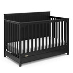 Graco Hadley 5-in-1 Convertible Crib with Drawer (Black) – Combo, Includes Full-Size Nursery Storage, Converts from Baby Crib to Toddler Bed, Daybed