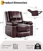 GarveeHome Oversized Electric Lift Recliner Chair - Heat and Massage, PU Leather Power Lift Recliner for Elderly & Mobility Impaired, Adjustable Back and Legs, Heavy Duty Lift Chair for Seniors