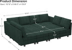 Belffin Oversized 12 Seat Modular Sectional Sleeper Sofa Convertible Sleeper Sectional Sofa with Storage Seat Large Corduroy Modular Couch for Living Room Green