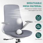 Ergonomic Mesh Office Chair, 330LBS Executive Desk Chair with Lumbar Support, 2D Armrests, Comfy Swivel Computer Task Chairs for Long Hours (Grey)