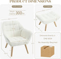 Small Accent Chair with Ottoman, Sherpa Upholstered Lounge Chair with Footrest, Comfy Reading Armchair with Wood Legs for Living Room Bedroom, White