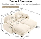 74" Loveseat U Shaped Couch with 2 Ottoman, Comfy Chenille Fabric Cloud Sectional Couch, Modern Upholstered Deep Seat Sofas with Armrest Pillow, Cloud Sofa for Small Spaces Apartment, Beige