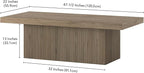 Henn&Hart 48" Fluted Low-Profile Coffee Table with Solid Base for Living Room, Family Room, or Office, Antiqued Gray Oak