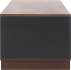 SAFAVIEH Merrick TV Stand for up to 45" Flatscreen – Walnut & Black, Open Shelf for Small Spaces & Apartments, Entertainment Media Console (MED9302A)