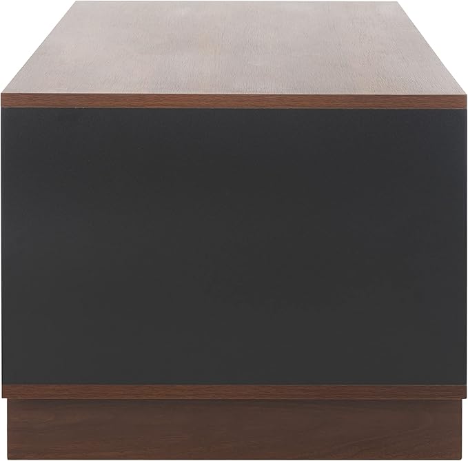 SAFAVIEH Merrick TV Stand for up to 45" Flatscreen – Walnut & Black, Open Shelf for Small Spaces & Apartments, Entertainment Media Console (MED9302A)