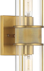 Possini Euro Design Miranda Modern Wall Light Sconce Warm Brass Gold Hardwired 4 1/2" 2-Light Fixture Clear Glass Shades for Bedroom Bathroom Vanity Reading Living Room Hallway House Home Decor