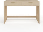 Martha Stewart Kayden Home Office Modular Desk with 2 Drawers in Light Natural with Brushed Gold Hardware