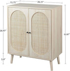 Sideboard Buffet Cabinet, High Kitchen Storage Cabinet with Rattan Doors and Adjustable Shelves, Accent Home Furniture for Living Room, Bedroom (Natural)