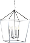 JONATHAN Y JYL7437C Pagoda Lantern Dimmable Adjustable Metal LED Pendant Classic Traditional Farmhouse Dining Room Living Room Kitchen Foyer Bedroom Hallway, 16 in, Chrome