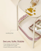 VASAGLE 2-Tier Outdoor Table, Small Side End Table with Tray Storage, Bedside Nightstand for Living Room, Bedroom, Modern Style, Cream White ULET243W01