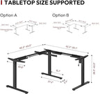SANODESK Electric Height Adjustable 3-Leg L Shaped Standing Desk Frame, Support up to 220lbs, Sit Stand Ergonomic L Desk Frame Only, Black