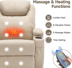Recliner Chair, Rocking Chair with Massage and Heat, 360° Swivel Recliner Chairs for Adults, Rocker Manual Recliner with Remote Control and Cup Holder for Living Room, Bedroom, Nursery