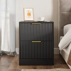 3-Piece Modern Bedroom Furniture Set, Wide 9-Drawer Dresser & 2-Drawer Nightstands Set of 2, Natural Wood Dresser and Nightstand Sets for Bedroom, Hallway, Black