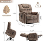Power Lift Recliner Chair Recliners for Elderly,Lay Flat Velvet Tufted Recliner with Heat and Massage,Dual Motor Lounge Recliners for Living Room