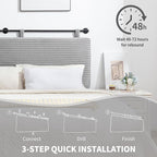 UEV Queen Headboard Only, Wall Mounted Hanging Upholstered Bed Head Board, Modern Vertical Channel Design of Fine Flannel, Elegant Grey Fluted Headboard for Bedroom (Grey, Queen Size)