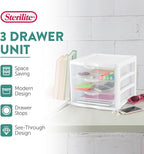Sterilite Clearview Compact Stacking 3 Drawer Storage Organizer System, (8 Pack)