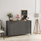 YOUDENOVA Fluted Buffet Cabinet with Storage, Modern Sideboard Cabinets with 4 Doors & Adjustable Shelves, Accent 56” Credenza Storage Cabinet, Wood Entryway Cabinet for Living Room Hallway, Grey